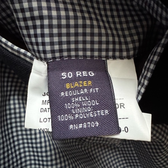 Stafford Tailored Culture Navy Gold Button Classic Fit Blazer Wool Size 50 Reg - Picture 6 of 7